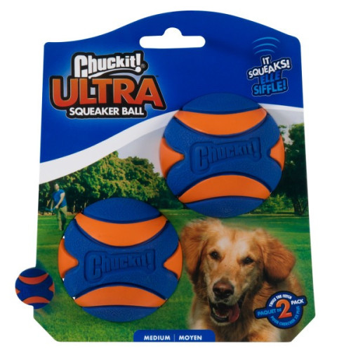 Chuck It Ultra Squeaker Medium Ball 2 Pack 6.5cm
